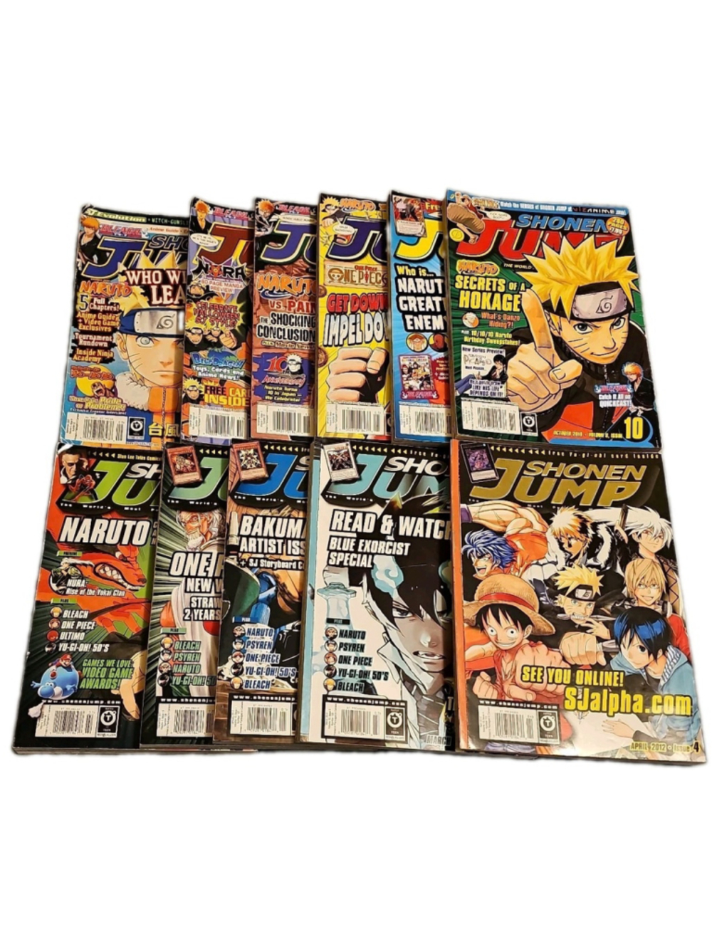 Lot Of 11 Shonen Jump Magazine Manga 2007 - 2012 Naruto One Piece Yu-Gi-Oh! Etc.